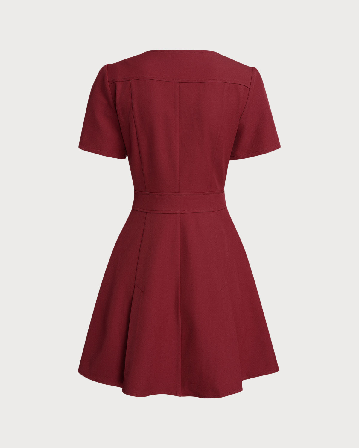 Red U-Neck A-Line Mini Dress